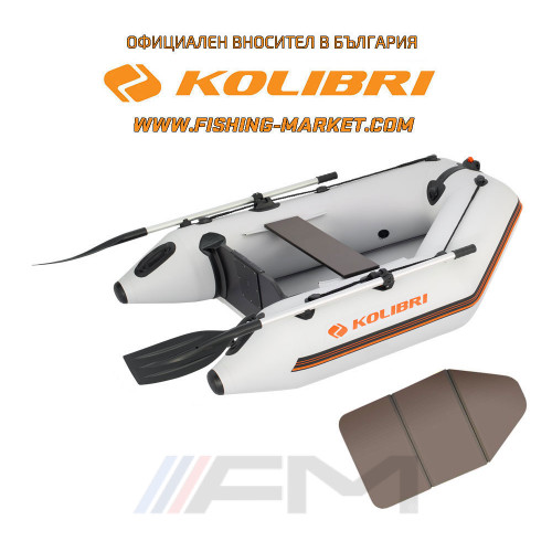 KOLIBRI - Надуваема моторна лодка с твърдо дъно KM-200 Book Deck Standard - светло сив